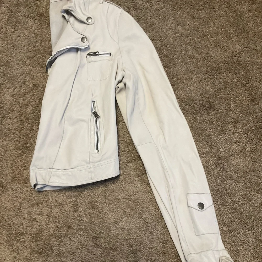 Jakett NYC Josey leather moto jacket in ecru - Picture 10 of 10